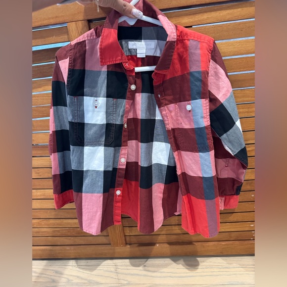 Burberry Kids Plaid Shirt - Red, Black, Gray - Picture 1 of 6